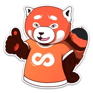 👍 แพนด้า, แพนด้าแดง, การ์ตูน, มาสคอต, น่ารัก, ยกนิ้วโป้ง, คิดบวก, สัตว์ telegram sticker