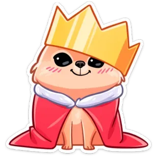 🤴 chó, vua, vương miện, hoàng gia, dễ thương, động vật, hoạt hình telegram sticker