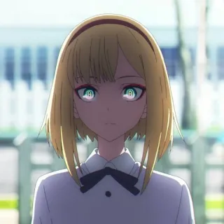 🥀 Anime, Ragazza, Personaggio, Ritratto, Manga, Carino, Capelli Biondi, Occhi Verdi telegram sticker
