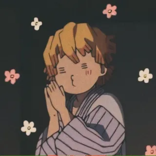 😚 Zenitsu Agatsuma Demon Slayer Anime, Zenitsu, Demon Slayer, Mignon, Fleurs, Manga, Kawaii, Implorant telegram sticker