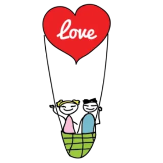 😘 Love amore, cuore, coppia, omino stilizzato, cartone animato, romantico whatsapp sticker