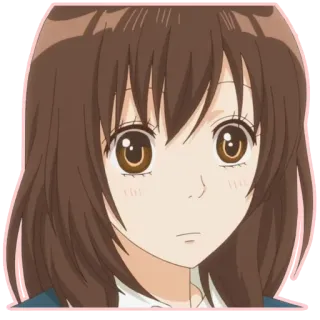 😕 anime, girl, brown hair, cute, cartoon whatsapp sticker
