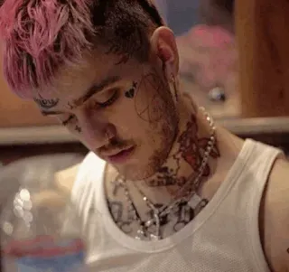 💙 Lil Peep Lil Peep, แร็ปเปอร์, นักดนตรี, ภาพเหมือน, รอยสัก, นักร้อง telegram sticker