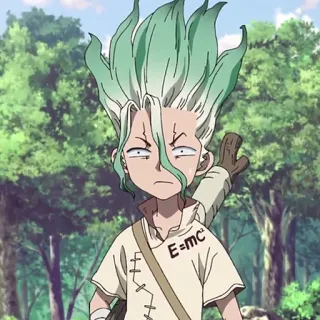 🌏 Senku Ishigami Dr. Stone E=mc² anime, scientist, manga, green hair, Dr. Stone, Senku Ishigami, science, physics telegram sticker
