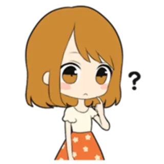 🤔 pergunta, confuso, pensando, desenho animado, mulher, menina, anime, chibi whatsapp sticker