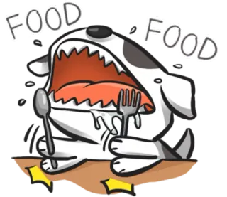 😭 FOOD FOOD food, dog, eating, hungry, cartoon, funny telegram sticker