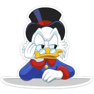 😕 Scrooge McDuck bebek, paman Gober, uang, kartun, kaya, disney telegram sticker