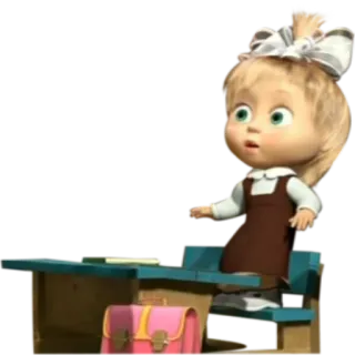 ❔ Masha Masha and the Bear kartun, animasi, gadis, sekolah, meja telegram sticker