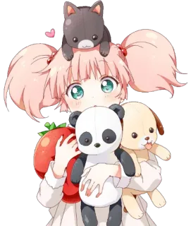 🐻 Anime, Fille, Mignon, Panda, Ours, Chien telegram sticker