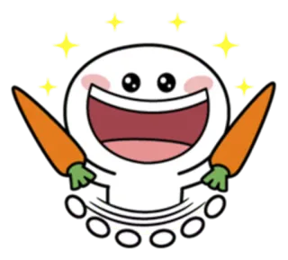 😄 Cartoon, Personage, Leuk, Wortel, Blij, Sterren telegram sticker