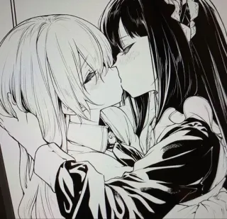 💋 yuri, lésbico, anime, besos, lgbtq telegram sticker