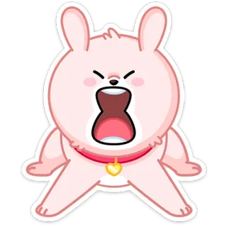 🐕 Desenho animado, Coelho, Animal, Rosa, Gritando, Fofo telegram sticker