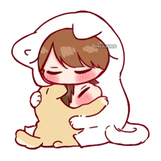 💞 Hoạt hình, Kawaii, Dễ thương, Ôm, Chó, Động vật, Chibi telegram sticker