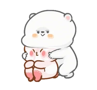 ⭐ urso, fofo, abraço, desenho animado, beijo, amizade, animal whatsapp sticker