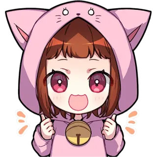 👍 Anime, Gatto, Ragazza, Carino, Pollice in su, Positivo, Allegro, Kawaii telegram sticker