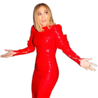 🤷‍♀️ woman, red dress, fashion, pose, blonde hair, person telegram sticker