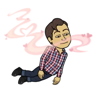 😍 Bitmoji, desenho animado, avatar, amor, corações, camisa xadrez, flutuante telegram sticker
