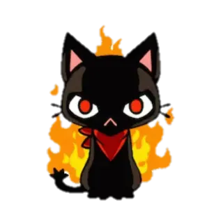 👹 gato, chamas, desenho animado, animal telegram sticker