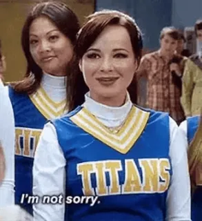 🙃 I'm not sorry. Frau, Cheerleader, Sarkasmus, Zitat, Fernsehsendung telegram sticker