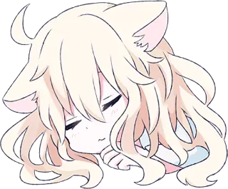 😪 Anime, Catgirl, Chibi, Süß, Schlafend, Kawaii telegram sticker
