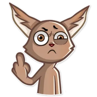🖕 漫画, 猫, 中指, 攻撃的, ジェスチャー, 動物 telegram sticker
