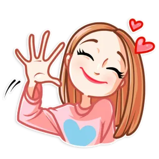 👋 Cartoon, Mädchen, Liebe, Herzen, Süß telegram sticker