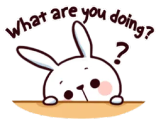 ❓ What are you doing? Hase, Häschen, Frage, süß, Tier telegram sticker