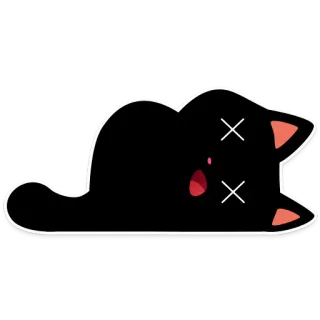 😵 Katze, tot, Cartoon, Aufkleber, schwarze Katze, Tier telegram sticker