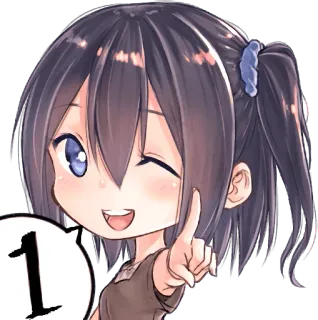 😉 1 аниме девушка, номер 1, милый, мультфильм, манга, каваий telegram sticker