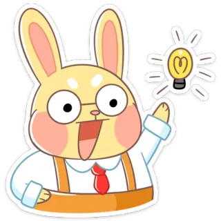 💡 Hase, Cartoon, Idee, Glühbirne, Brille, Krawatte, Gelb telegram sticker