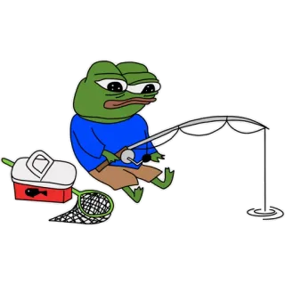 🎣 Pepe the Frog pepe, kikker, vissen, cartoon telegram sticker