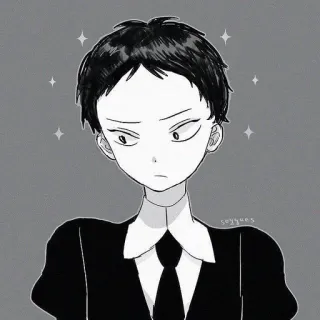 🎱 Аниме, Манга, Мультфильм, Персонаж, Черно-белое, Иллюстрация whatsapp sticker