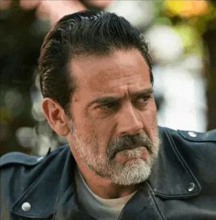 😒 Negan The Walking Dead зомби, апокалипсис, злодей, кожаная куртка whatsapp sticker