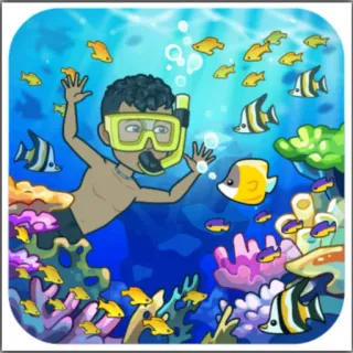 🌊 ดำน้ำตื้น, ใต้น้ำ, ปลา, มหาสมุทร, ปะการัง, ทะเล, ดำน้ำ, การ์ตูน telegram sticker