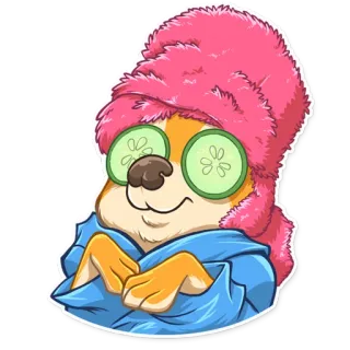 🧖‍♂️ animal, chien, concombre, spa, bien-être, soin de soi whatsapp sticker