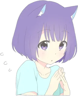 😶 Аниме, Кошачьи ушки, Каваий, Милый, Девушка, Мультфильм, Манга whatsapp sticker