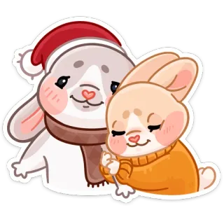 🤗 토끼, 바니, 겨울, 귀여운, 사랑, 머플러, 크리스마스, 모자 telegram sticker
