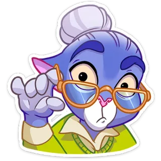 🤨 gatto, occhiali, animale, occhiali, insegnante, cartone animato, anziano, antropomorfo telegram sticker