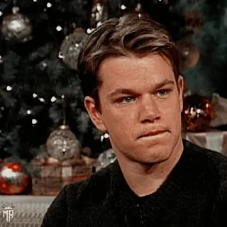 ☣ Matt Damon actor, portrait, celebrity, christmas, man telegram sticker