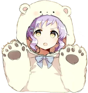 😸 Anime, Ragazza, Orso, Felpa con cappuccio, Kawaii, Carino, Cartone animato telegram sticker