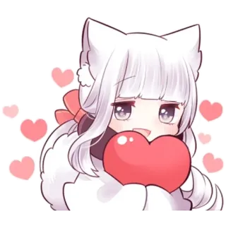 ❤️ anime, heart, love, cute, kawaii, cat girl telegram sticker