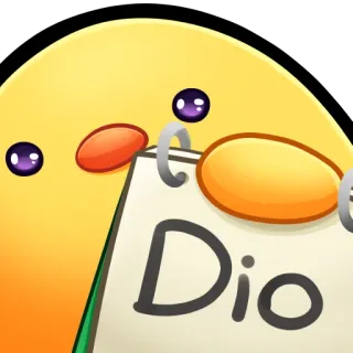 🐤 Dio Dio, dibujo, personaje, pegatina, amarillo whatsapp sticker