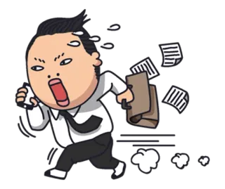 🏃 corriendo, estresado, dibujos animados, enfadado, empresario whatsapp sticker