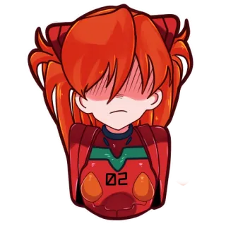 😔 Asuka Langley Soryu Neon Genesis Evangelion Anime, Manga, Evangelion, Asuka, Charakter, rote Haare, Tsundere telegram sticker