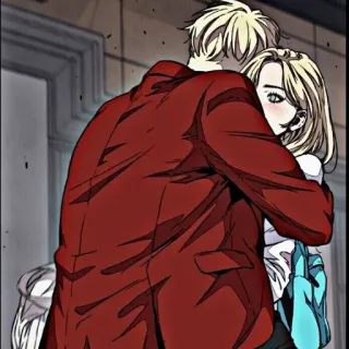 💥 anime, cartoon, hug, couple, love, affection, friendship telegram sticker