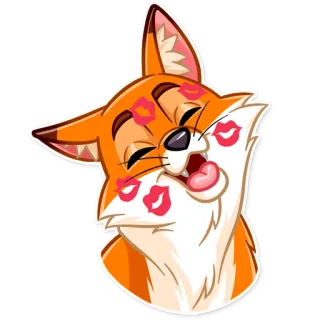 😄 fox, animal, kiss, lips, cute, cartoon, sticker telegram sticker