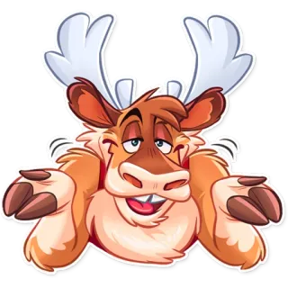 🤷‍♂️ Cartoon, Tier, Rentier, Lustig, Süß, Illustration telegram sticker