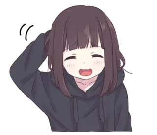 😳 garota anime, fofa, desenho animado, ilustração, menina, sorriso telegram sticker