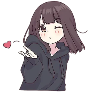 😘 anime girl, cute, sticker, kawaii, heart, wink telegram sticker