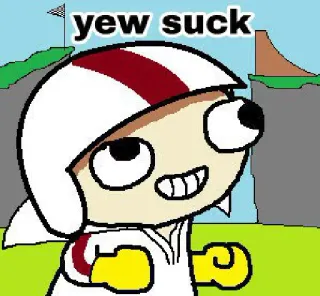 👎 yew suck Мультфильм, Оскорбительный, Злой, Спорт, Шлем telegram sticker
